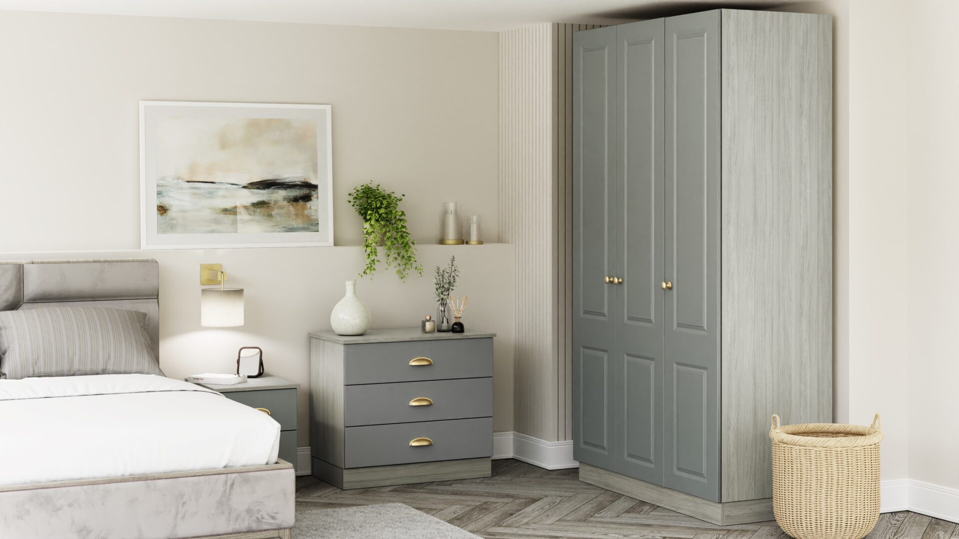 Classic Square Panel Sage Green Bedroom