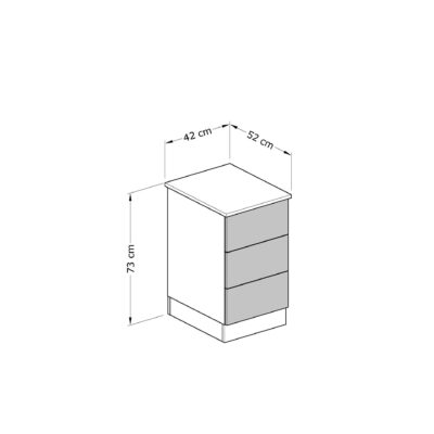 BA B110 3 Drawer Single Chest   Dimensions