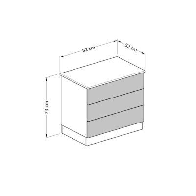 BA B111 3 Drawer Double Chest   Dimensions