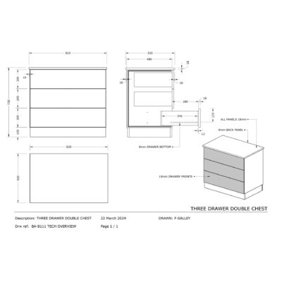 BA B111 3 Drawer Double Chest   Technical Overview