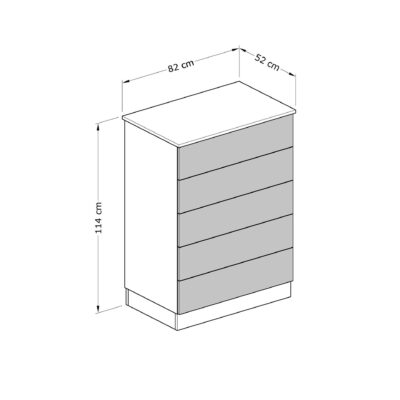 BA B112 5 Drawer Double Chest   Dimensions