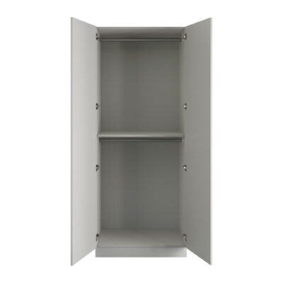 Classic Square Panel Light Grey Double Wardrobe with Double Rail