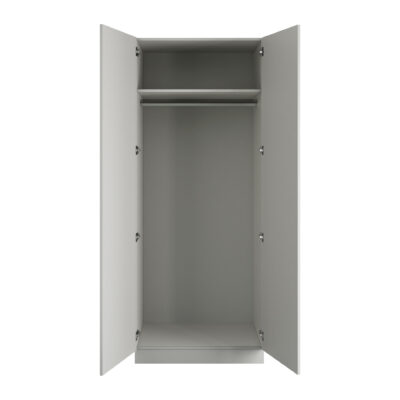 Classic Square Panel Light Grey Double Wardrobe with Single Rail