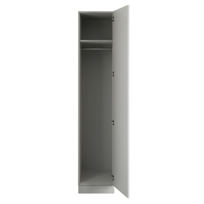 Classic Square Panel Light Grey Single Wardrobe with Single Rail