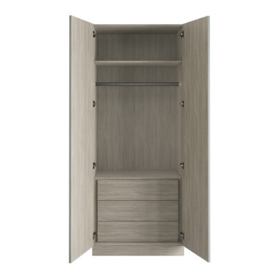 Classic Square Panel Sage Green Double Wardrobe with Single Rail & Internal Drawers