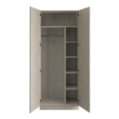 Classic Square Panel Sage Green Double Wardrobe with Single Rail & Shelves