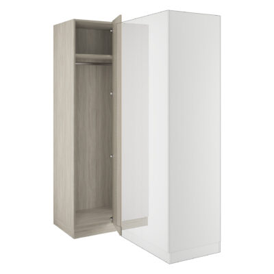 Classic Square Panel Taupe Grey Blind Corner Wardrobe with Connecting Wardrobe