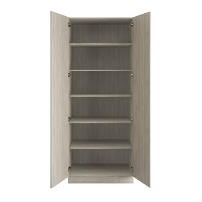 Classic Square Panel Taupe Grey Double Wardrobe with Shelves