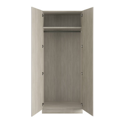 Classic Square Panel Taupe Grey Double Wardrobe with Single Rail