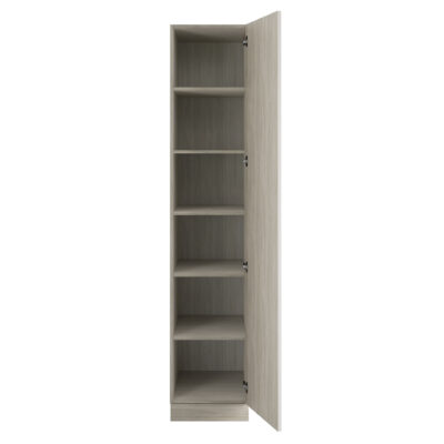 Classic Square Panel Taupe Grey Single Wardrobe with Shelves