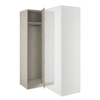 Classic Square Panel Urban Oak Blind Corner Wardrobe with Connecting Wardrobe