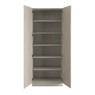 Classic Square Panel Urban Oak Double Wardrobe with Shelves