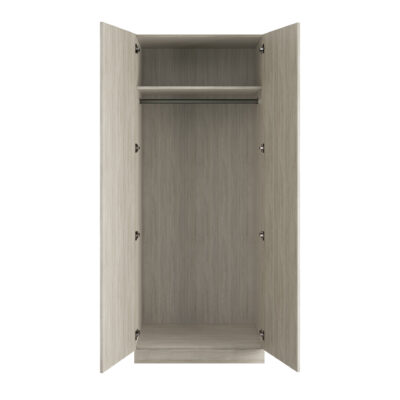 Classic Square Panel Urban Oak Double Wardrobe with Single Rail