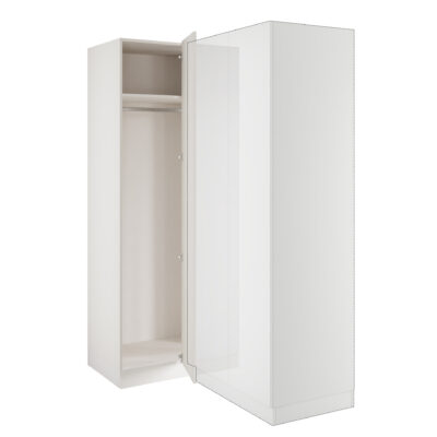 Classic Square Panel White Blind Corner Wardrobe with Connecting Wardrobe