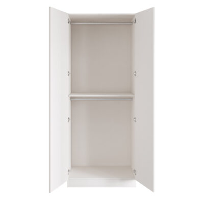 Classic Square Panel White Double Wardrobe with Double Rail