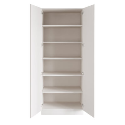 Classic Square Panel White Double Wardrobe with Shelves