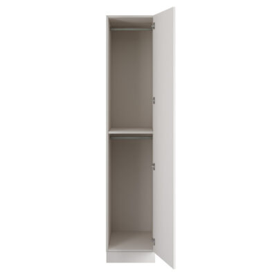 Classic Square Panel White Single Wardrobe with Double Rail