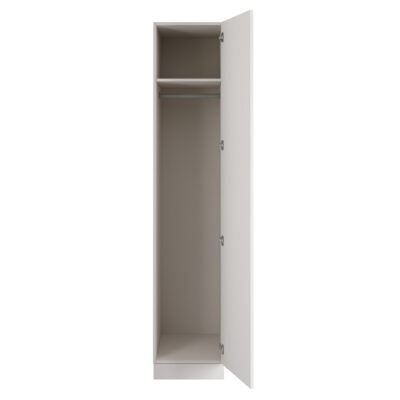 Classic Square Panel White Single Wardrobe with Single Rail