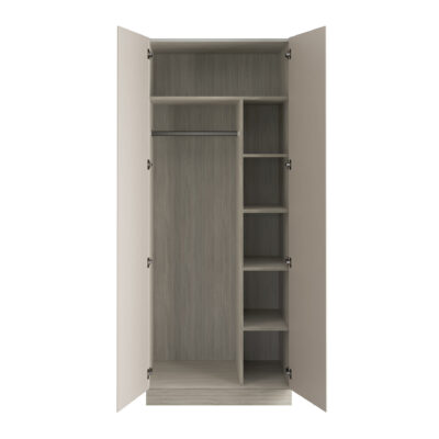 J Pull Handleless Cashmere Double Wardrobe with Single Rail & Shelves