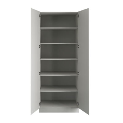 J-Pull Handleless Light Grey Double Wardrobe with Shelves