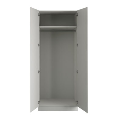 J-Pull Handleless Light Grey Double Wardrobe with Single Rail