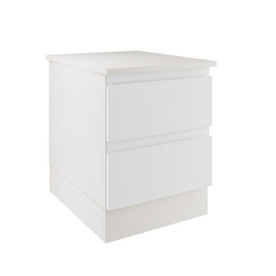 J Pull White 2 Drawer Bedside Chest