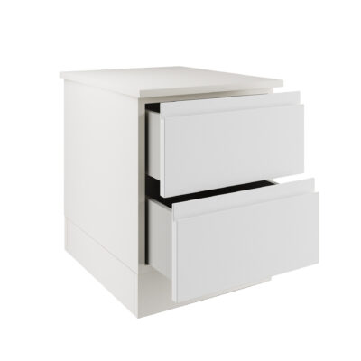 J Pull White 2 Drawer Bedside Chest Interior