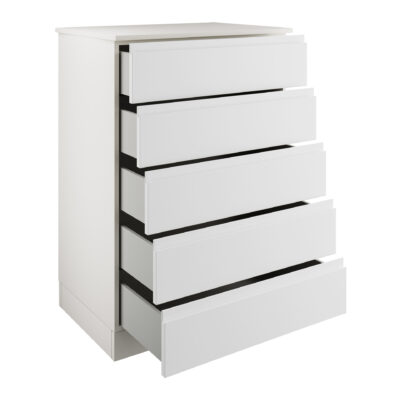 J Pull White 5 Drawer Double Chest Interior