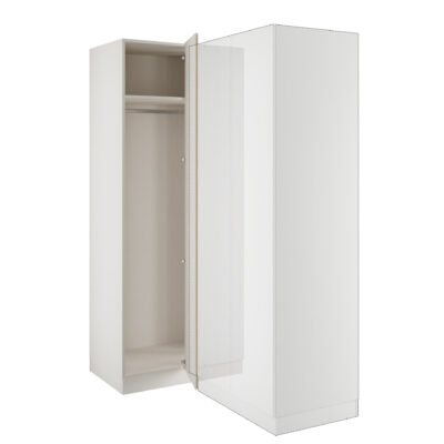 J-Pull Handleless White Blind Corner Wardrobe Interior with Connecting Wardrobe