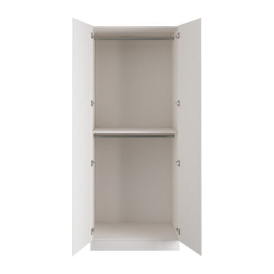 J-Pull Handleless White Double Wardrobe with Double Rail