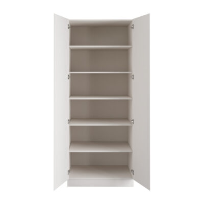 J-Pull Handleless White Double Wardrobe with Shelves