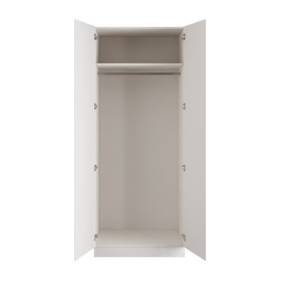 J-Pull Handleless White Double Wardrobe with Single Rail