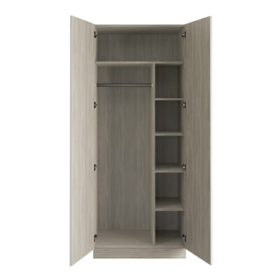 Shaker Taupe Grey Double Wardrobe with Single Rail & Shelves