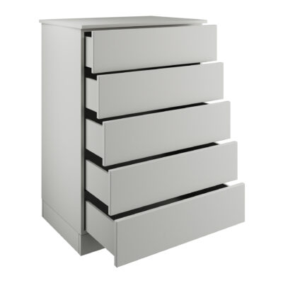 Slab Classic Square Panel Shaker Light Grey 5 Drawer Double Chest Interior