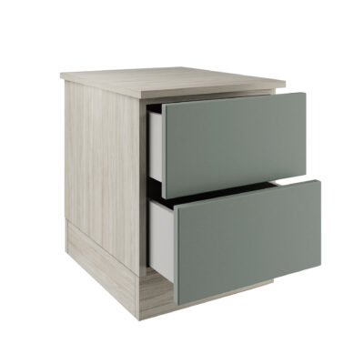 Slab Classic Square Panel Shaker Sage Green 2 Drawer Bedside Chest Interior