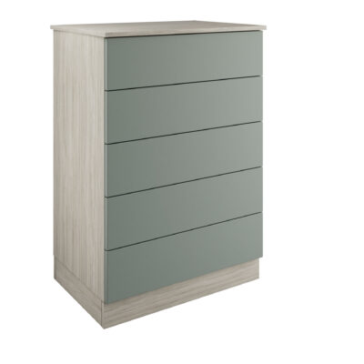 Slab Classic Square Panel Shaker Sage Green 5 Drawer Double Chest