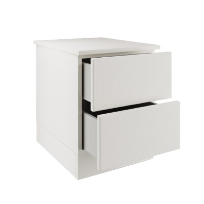 Slab Classic Square Panel Shaker White 2 Drawer Bedside Chest Interior