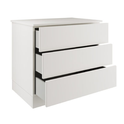 Slab Classic Square Panel Shaker White 3 Drawer Double Chest Interior