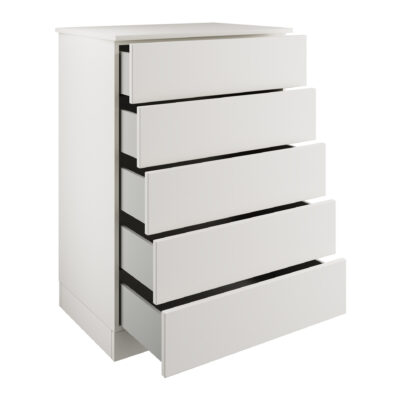 Slab Classic Square Panel Shaker White 5 Drawer Double Chest Interior